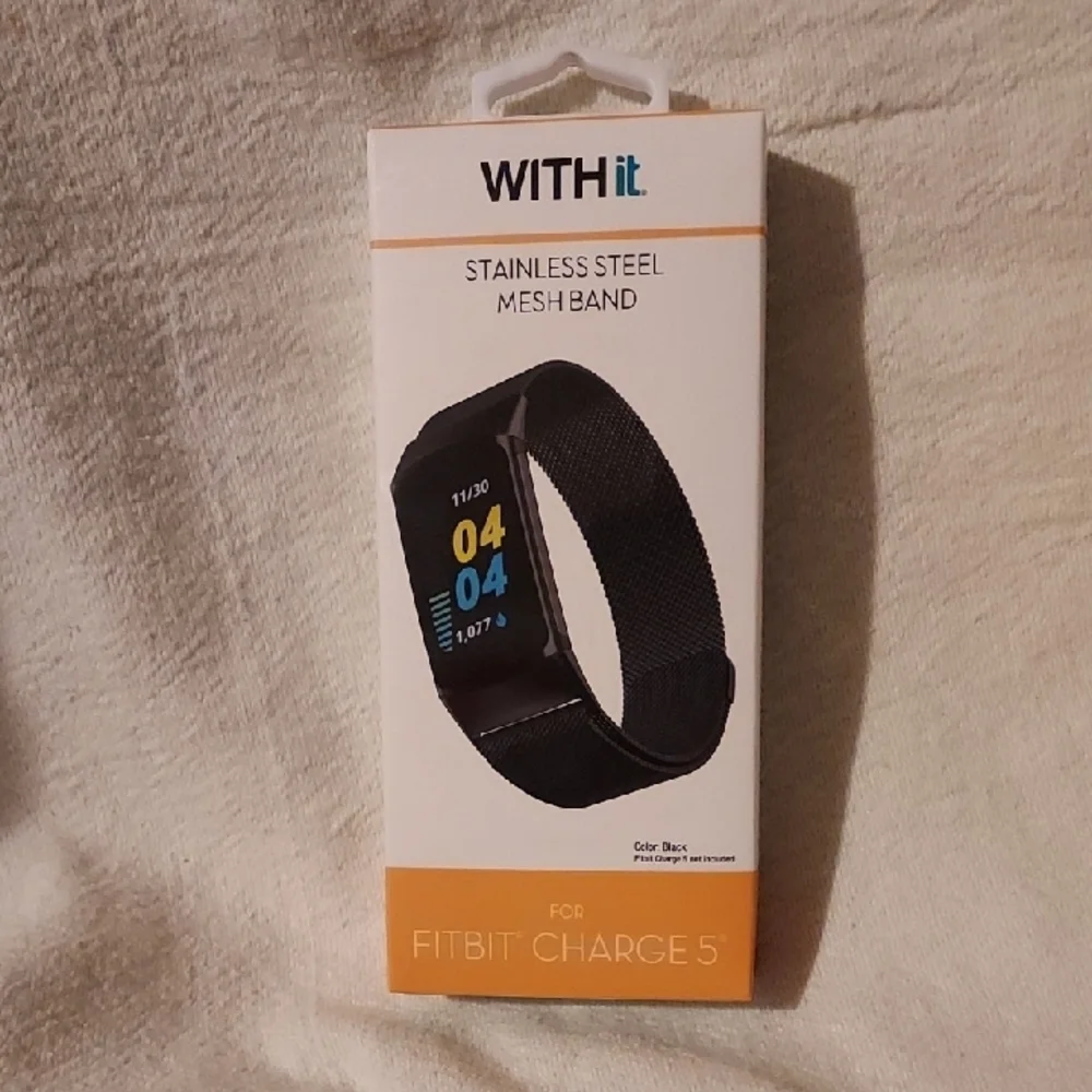 Black Stainless Steel Mesh Band for Fitbit Charge 5